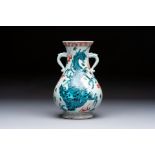 A rare Chinese polychrome Swatow 'Dragon' vase, Ming