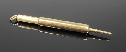 14CT GOLD TELESCOPIC PROPELLING PENCIL, with pull out mechanism and fob ring to top, 11.75gms