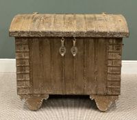 19TH CENTURY METAL COVERED & BANDED DOWRY CHEST, 87 (h) x 103 (w) x 63cms (d) Provenance: private