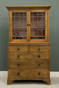 ANTIQUE PINE CORNISH DRESSER with twin glazed upper doors, 216 (h) x 126 (w) x 46cms (d) Provenance: