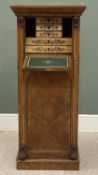 VICTORIAN BURR WALNUT CONCIERGE STYLE DESK with drop-down top and fine fitted interior, 123 (h) x 49