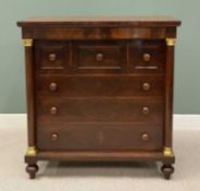 FINE VICTORIAN MAHOGANY SCOTTISH CHEST OF DRAWERS, with turned columns, 133 (h) x 128 (w) x 64cms (