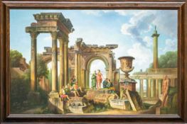 MODERN REPRODUCTION monumental oil on canvas – reproduction of ‘Figures in Ruins’ by Giovanni