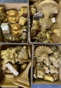 ASSORTMENT OF DECORATIVE GILT & PAINTED WALL BRACKETS
