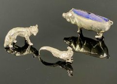MINIATURE SILVER COLLECTABLES, including a pig-form pin cushion, W.J. Myatt & Co., Birmingham