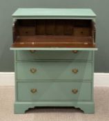 PAINTED SECRETAIRE with drop-down top, on bracket feet, 98 (h) x 79 (w) x 47cms (d)