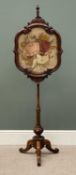 VICTORIAN WALNUT POLE SCREEN set with floral tapestry, tripod supports, 154 (h)