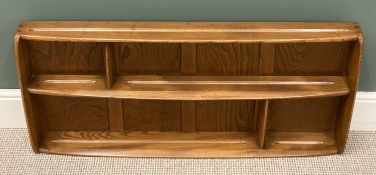 MEDIUM COLOUR MID-CENTURY ERCOL WALL RACK, 49 (h) x 107 (w) x 13cms (d) Provenance: private