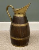 EXCELLENT 19TH CENTURY OAK & BRASS BANDED CIDER JUG, 60cms (h) Provenance: deceased estate