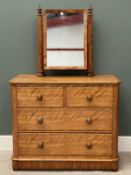 VINTAGE SATINWOOD DRESSING CHEST, two small over two long drawers and with swing mirror, 157 (h,