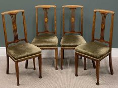 PLUS LOT 40 - SET OF FOUR QUALITY VINTAGE DINING CHAIRS having upholstered seats and inlay back, 102