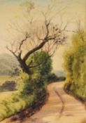 ‡ MICHAEL W. KING (b.1928) watercolour - 'Welsh Bye Road', titled verso on Dyfed Art Gallery