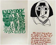 ‡ PAUL PETER PIECH (American, lived / worked Wales 1920-1996) woodcut print - quote from German poet