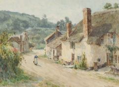 TOM CLOUGH RCA (1867-1943) watercolour - White Cottage & Figure, signed, 43 x 59cms
