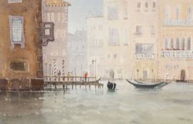 ‡ GARETH THOMAS (b.1955) watercolour - entitled verso, 'Grand Canal, Venice' on Attic Gallery label,