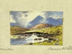 ‡ WARREN WILLIAMS (Welsh 1863-1941) miniature watercolour - entitled 'Snowdon', signed and