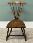 ARTS & CRAFTS STYLE BEECH STICK BACK CHAIR, with solid seat, turned supports and stretchers, 68 (
