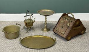 ASSORTED BRASSWARE, including oval two-handled tea tray, embossed with floral motifs, 59 x 40 x 6.