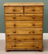 MODERN PINE CHEST OF DRAWERS, two short and five long, turned knob handles, 97 (h) x 80 (w) x