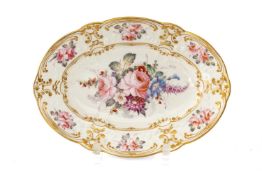SWANSEA PORCELAIN OVAL DESSERT DISH, c.1815-17, probably painted by David Evans with central spray