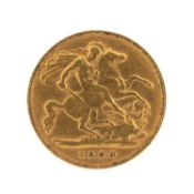 EDWARD VII GOLD HALF SOVEREIGN, 1904, 3.9gms Provenance: deceased estate Swansea Comments: good