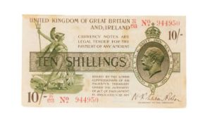GEORGE V TEN SHILLINGS TREASURY NOTE, c.1919, Warren Fisher, inscribed in ink to reverse 'With