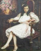 CHRISTOPHER WILLIAMS RBA (Welsh, 1873-1934) fine and large oil on canvas - untitled portrait of a