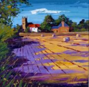 ‡ LYNNE RODGIE (Scottish, b.1967) oil on canvas - entitled verso 'Autumn Shadows', signed lower