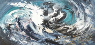 ‡ MAGGI HAMBLING CBE RA (British, b. 1945) oil on board - 'Vortex of the Wave', signed, inscribed,