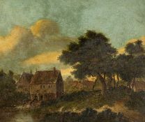 PATRICK NASMYTH (Scottish, 1787-1831) oil on panel - the Old Mill, signed and dated 1823, 19 x 24cms