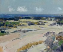 ‡ GORDON BRYCE RSA RSW (Scottish b.1943) oil on board - entitled verso 'The Beach, Ardnamurchan', 24