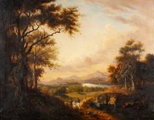 CIRCLE OF ALEXANDER NAYSMITH (Scottish, 1758-1840) oil on canvas - extensive Scottish landscape with