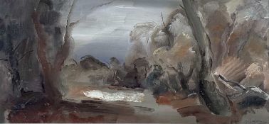 ‡ JOHN HITCHENS (British, b.1940) oil on canvas - entitled verso 'Far Wood December', signed lower