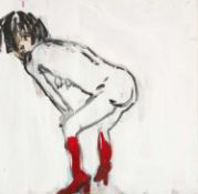 ‡ SUE WILLIAMS (b. 1956) oil on canvas - entitled verso 'Mirror Image 3' on Ffin Y Parc Gallery