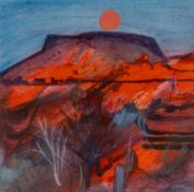 ‡ BERT ISAAC (1923-2006) water soluble media - entitled verso, 'The Red Hill', signed and dated
