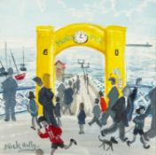 ‡ NICK HOLLY (b.1968) oil on card - entitled verso, 'Gateway to Mumbles Pier' on Attic Gallery
