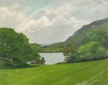 ‡ MAURICE COCKRILL (1936-2013) oil on canvas - entitled verso 'Across the Lake', signed with