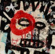 NEALE HOWELLS (b.1965) mixed media on wood panel - entitled verso, 'Red Eye', signed and dated verso