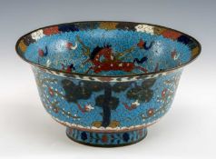 CHINESE 'THREE FRIENDS OF WINTER' CLOISONNÉ ENAMEL BOWL, late Qing Dynasty, decorated in the Wanli