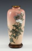 FINE JAPANESE CLOISONNÉ VASE BY ANDO JUBEI, Taisho Period, slender oviform body decorated with three