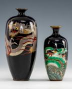 TWO JAPANESE CLOISONNÉ ENAMEL VASES, Meiji Period, one decorated with a sinuous three-clawed