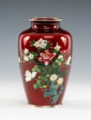 JAPANESE CLOISONNÉ VASE BY ANDO JUBEI, Taisho Period, oviform body decorated with prunus,