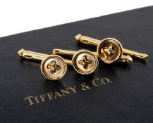 SET OF THREE VINTAGE TIFFANY & CO 14K GOLD DRESS STUDS, stamped 'T & Co' and '14K', 3.8g gross in