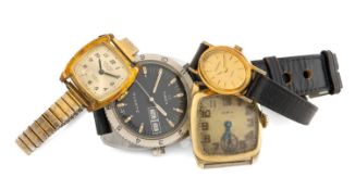 FOUR WRISTWATCHES, comprising vintage gent's Elgin gold-plated watch head, gent's Timex Q