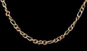 18CT TWO-COLOUR GOLD FIGARO CURB LINK NECKLACE with lobster claw clasp, 61cms (l), 24.7g Provenance: