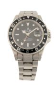 ROLEX STAINLESS-STEEL AUTOMATIC GMT MASTER II BRACELET WATCH, ref: 16710, ser. P271*, 2000, black