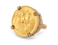 1923 GOLD SOVEREIGN RING, in 9ct gold mount, 12.6g, ring size O Provenance: private collection Neath