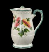 LLANELLY POTTERY WATER JUG decorated with flowers by Walter Shufflebotham circa 1914, 20cms (h)