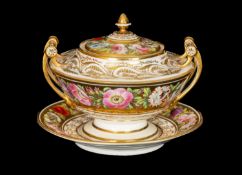 NANTGARW PORCELAIN TUREEN, COVER & STAND circa 1813-1820, from the Marquis of Anglesey service,