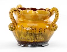 EWENNY CLAYPITS SLIPWARE POTTERY JARDINIÈRE modelled by Evans Jones circa 1900, inscribed in
